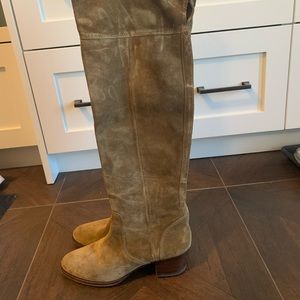 Frye Over the Knee Boots in Tan Suede